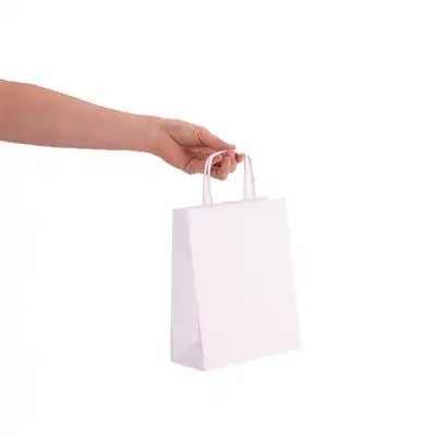 Torba papierowa ekologiczna 180x80x225 mm biała