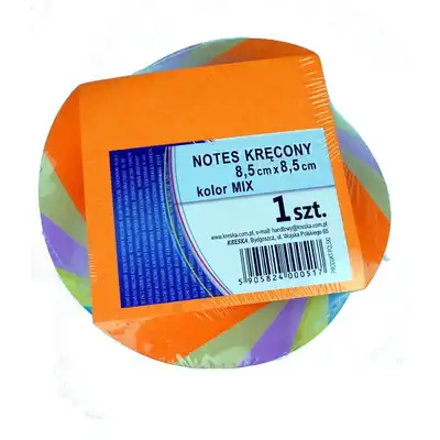Kolorowe karteczki biurowe 85x85mm klejone kręcone Kreska