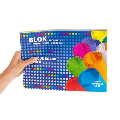 Blok techniczny kolorowy A4 170g 25 kartek Kreska