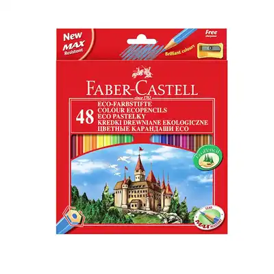 Kredki ołówkowe Faber Castell 48 kolorów z temperówką