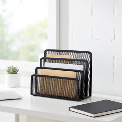 Organizer na dokumenty metalowy 3 przegrody Office Set Q-Connect czarny