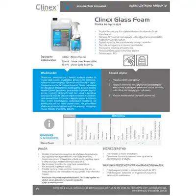 Pianka do mycia szyb Clinex Glass Foam 650ml