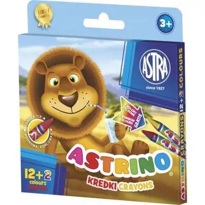 Kredki świecowe Astra Astrino 12+2 kolory