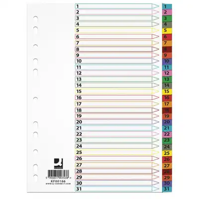 Przekładki do segregatora A4 kolorowe 1-31 Mylar Q-Connect