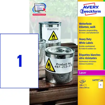 Etykiety samoprzylepne Avery Zweckform Heavy Duty białe 210x297mm