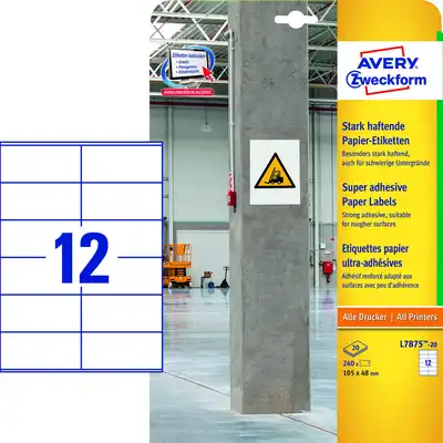Etykiety papierowe do trudnych powierzchni Avery Zweckform białe 105x48mm
