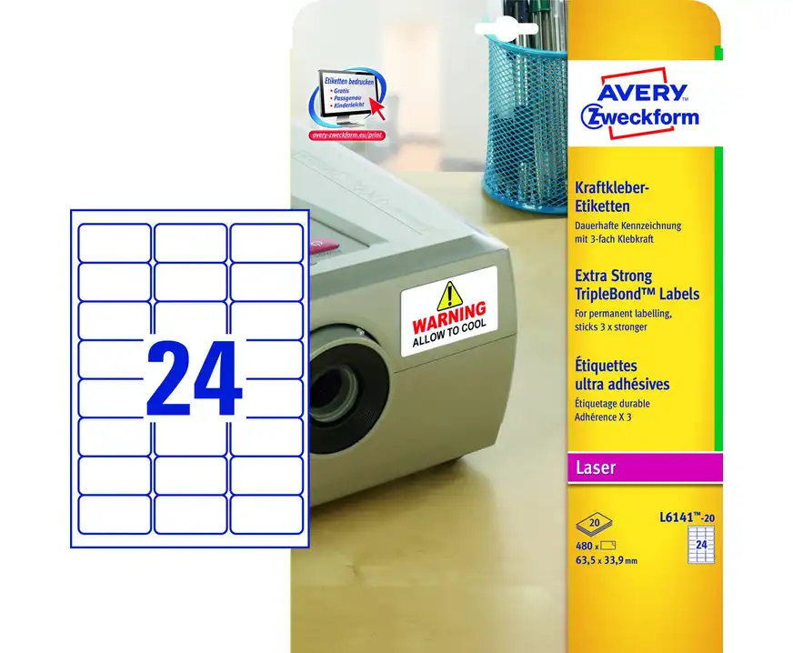 Etykiety zabezpieczające TripleBond Avery Zweckform białe 63.5x33.9mm