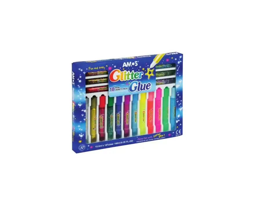 Klej z brokatem Amos GVA10P18 10,5ml 18 kolorów