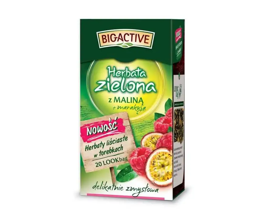 Herbata Big Active zielona z maliną i marakują