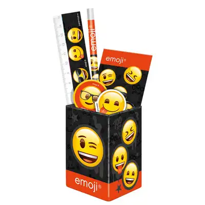 Zestaw przyborów szkolnych Emoji 10 w puszce