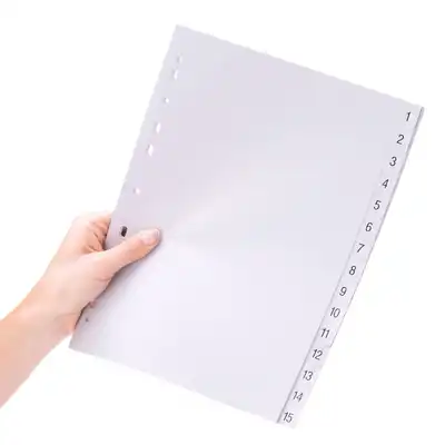 Przekładki do segregatora A4 PP numeryczna 1-15 Tres