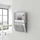 Pojemnik wiszący na katalogi metalowy srebrny