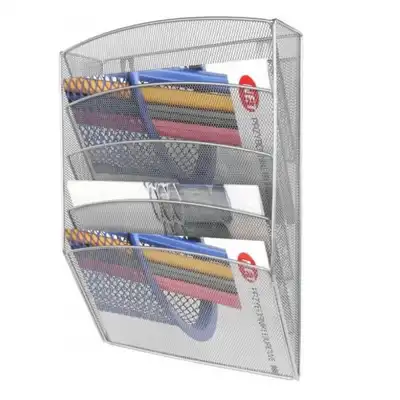 Pojemnik wiszący na katalogi metalowy srebrny