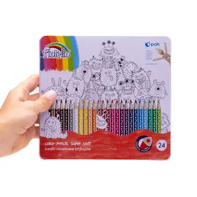Kredki ołówkowe Fiorello Super Soft 24 kolory metalowe pudełko