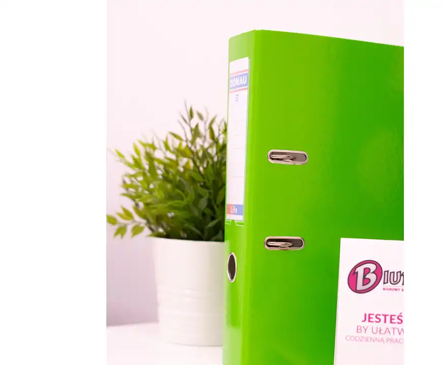 Segregator A4 szeroki 75mm z szyną Donau Life neon zielony