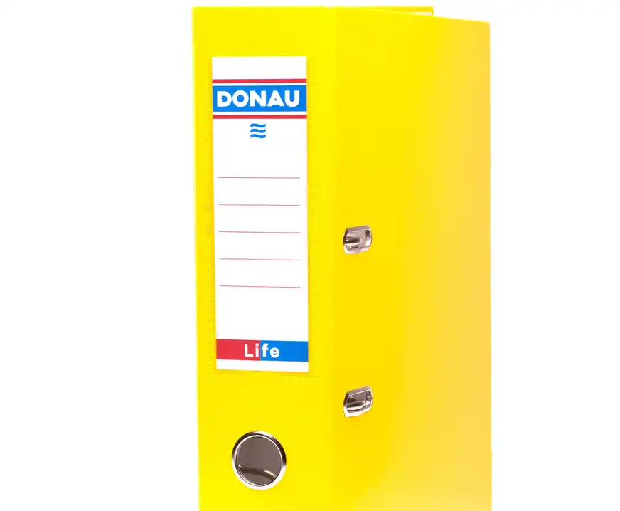 Segregator A4 szeroki 75mm z szyną Donau Life neon żółty