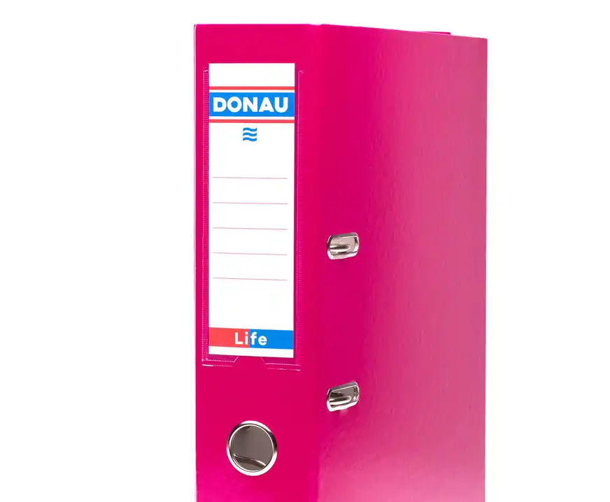 Segregator A4 szeroki 75mm z szyną Donau Life neon różowy
