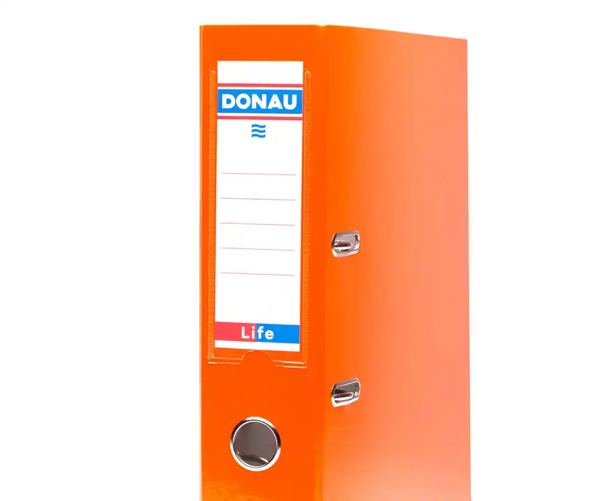 Segregator A4 szeroki 75mm z szyną Donau Life neon pomarańczowy