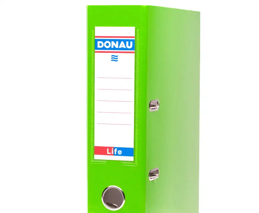 Segregator A4 szeroki 75mm z szyną Donau Life neon zielony
