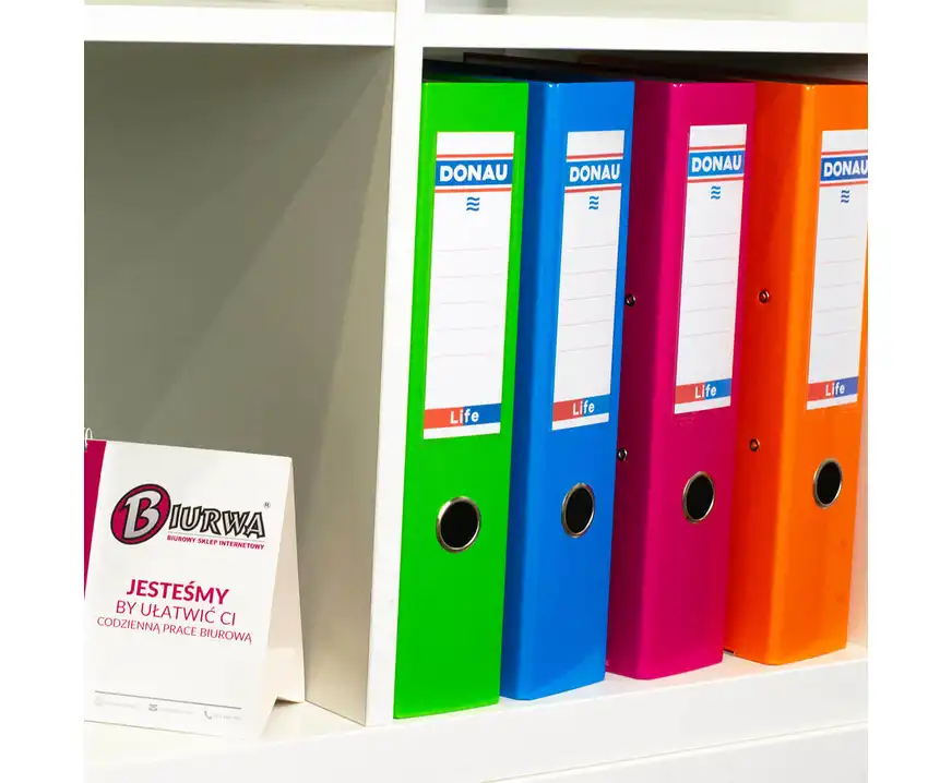 Segregator A4 szeroki 75mm z szyną Donau Life neon pomarańczowy