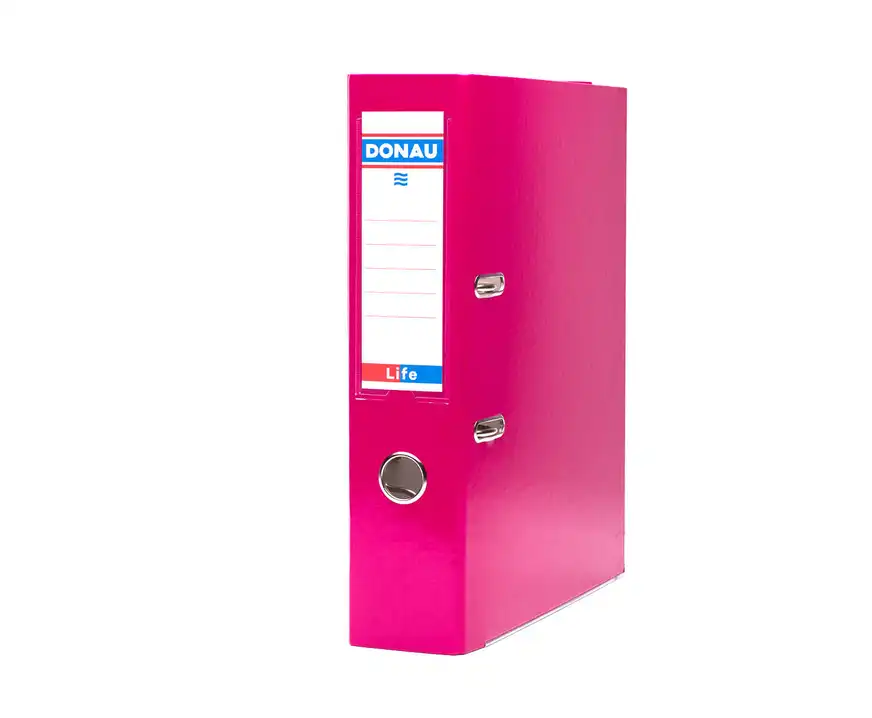 Segregator A4 szeroki 75mm z szyną Donau Life neon różowy