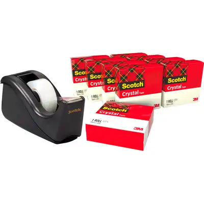 Taśma biurowa Scotch Crystal 19mm x 33m 10 sztuk + podajnik C-60 gratis