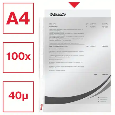Koszulki na dokumenty Esselte A4 krystaliczne 40 mikronów