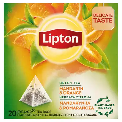 Herbata zielona Lipton Pomarańcza+Mandarynka 20 torebek piramidka