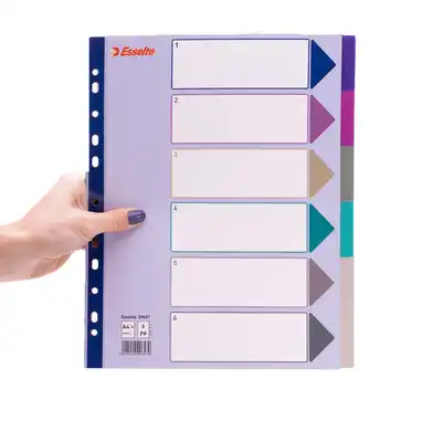 Przekładki do segregatora A4 Maxi PP numeryczne 1-6 Esselte