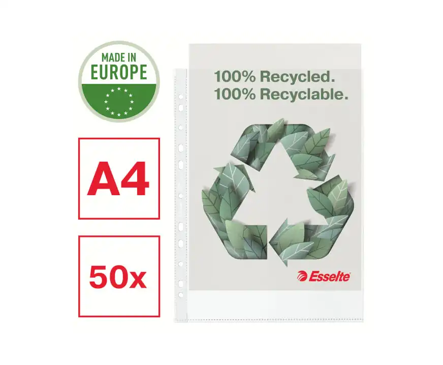 Koszulki na dokumenty A4 100 mic ekologiczne Recycled Premium 50 sztuk Esselte