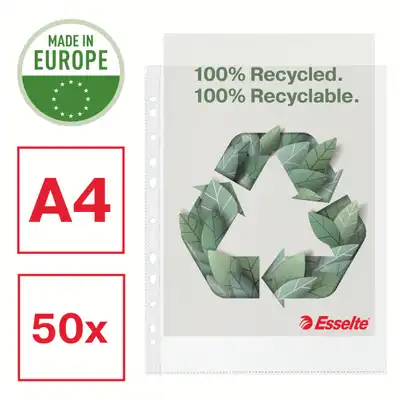 Koszulki na dokumenty A4+ 70 mic ekologiczne Recycled Premium Esselte
