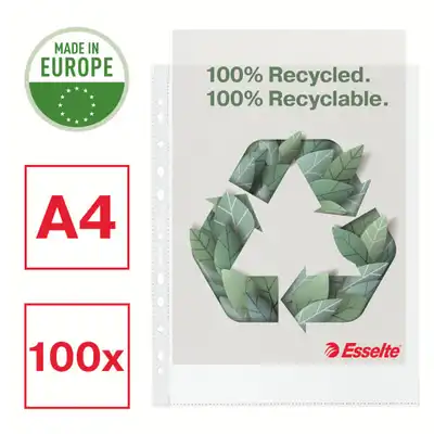 Koszulki na dokumenty A4+ 100 mic ekologiczne Recycled Premium Esselte