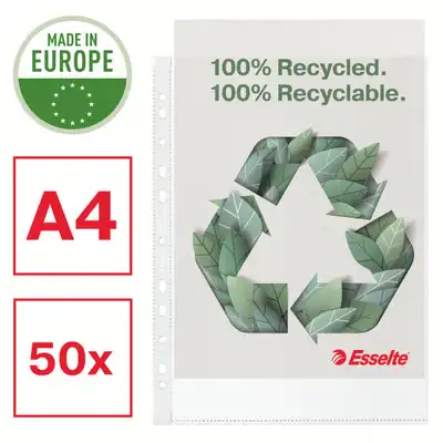 Koszulki na dokumenty A4 100 mic ekologiczne Recycled Premium 50 sztuk Esselte