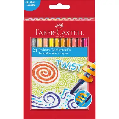 Kredki woskowe wykręcane Faber Castell 24 kolory