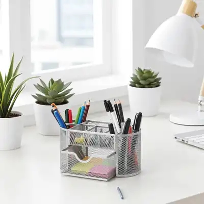 Organizer na biurko metalowy 5A Jumbo Net srebrny