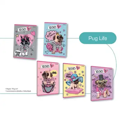 Zeszyt A5 w kratkę 32 kartki Top Pug Life