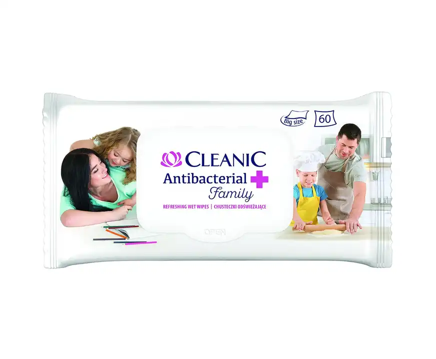 Chusteczki odświeżające Cleanic Family antybakteryjne