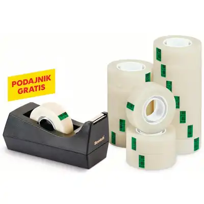 Taśma klejąca matowa Scotch Greener Choice 19mm x 33m 14 sztuk + podajnik gratis