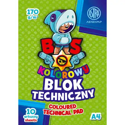 Blok techniczny kolorowy A4 10 kartek Astrapap
