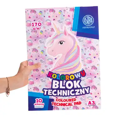 Blok techniczny kolorowy A3 10 kartek Astrapap
