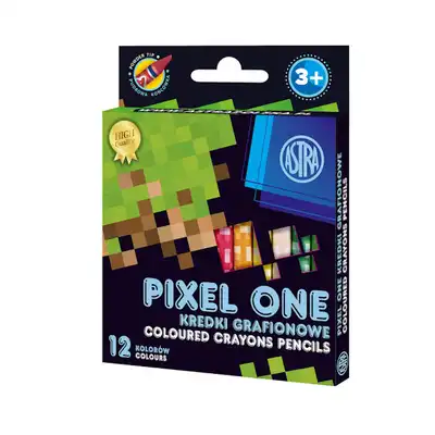 Kredki świecowe grafionowe Pixel One 12 kolorów