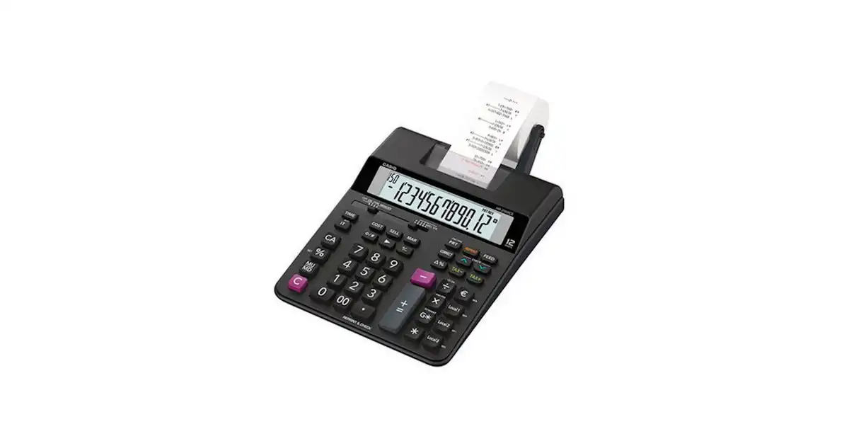 Calculatrice Imprimante Casio HR200RCE - 12 Chiffres, Impression 2 Couleurs - Parfaite Pour Bureau, Boutique Ou Comptabilité