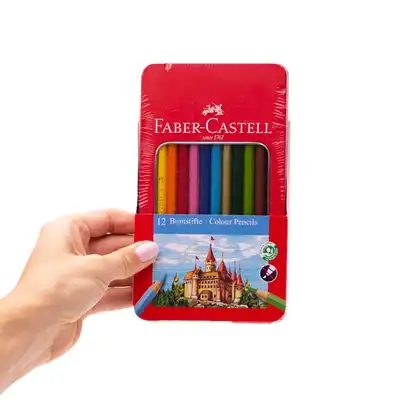 Kredki ołówkowe Faber Castell Zamek 12 kolorów metalowe opakowanie