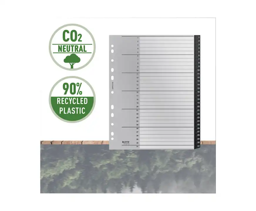 Przekładki do segregatora neutralne pod względem emisji CO2 Leitz Recycle 1-31 A4