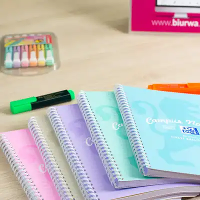 Kołozeszyt B5+ w kratke 80 kartek Campus Pastel Oxford