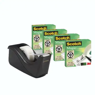 Taśma klejąca Scotch Magic 19mm x 33m 4 sztuki + podajnik C-60