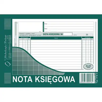 Nota księgowa A5 oryginał + kopia