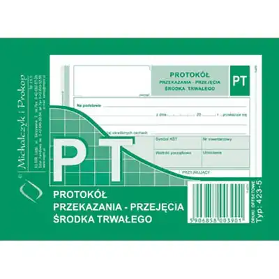 PT Protokół przekazania/przejęcia środka trwałego A6