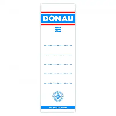 Etykieta do segregatora o grzbiecie 75mm Donau samoprzylepna - 20 sztuk