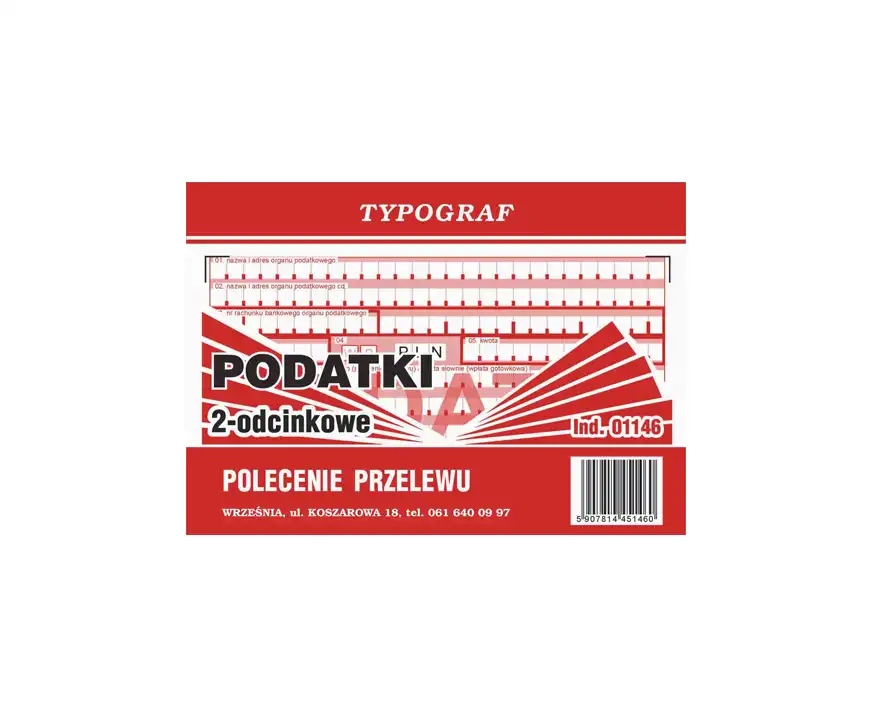 Polecenie przelewu wpłata gotówkowa 2 odcinkowe Podatki A6